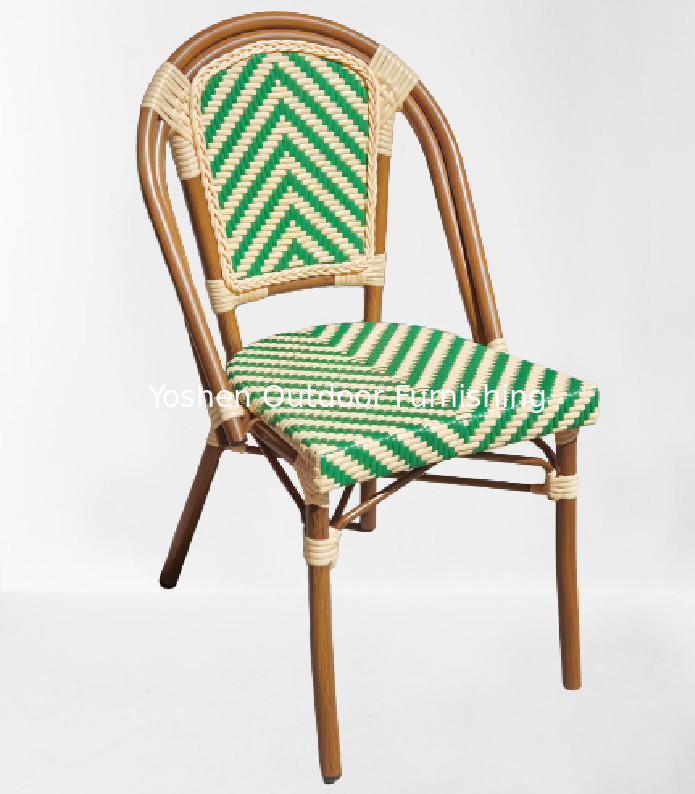 Muebles de exterior conjunto de aluminio de bambú look jardín silla de mimbre Ratan silla de restaurante al aire libre---6202