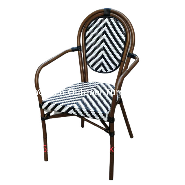 Muebles de aluminio de bambú apoyabrazos Balcón silla de jardín exterior silla de mimbre de plástico de ratan silla de resort---YS6610