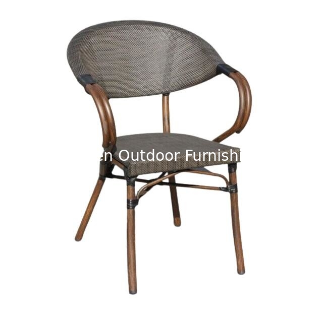 Sillón de comedor de tejido de malla de bambú para cafetería al aire libre, restaurante, tienda de jugos---YS5631