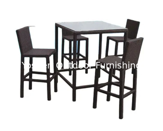 5 piezas de mesa de bar conjunto taburetes de bar exterior muebles de mimbre patio comedor alto bar conjunto---8103