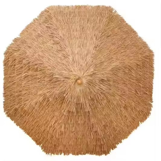 9 pies de estilo hawaiano sombrilla con techo de paja de plástico sombrilla de paja sombrilla con toalla