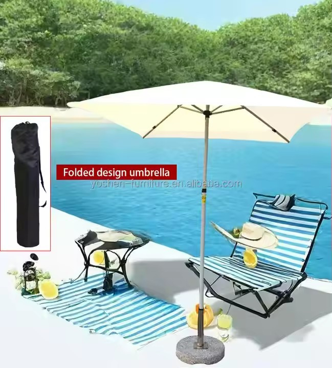 Sombrilla de patio portátil Yoshen de 6.5 pies con parasol, toldo, sombrilla de pesca, sombrilla de piscina, ligera, plegable, para exteriores