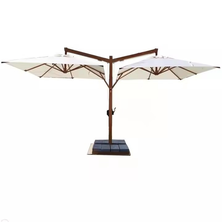 10 pies de aluminio doble dosel jardín sombrilla sombrilla de dos cabezas Patio sombrilla doble sombrilla de playa