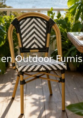 Bistro francés estilo todo tiempo Wicker de ratán Café Tienda silla de comedor silla de exterior apilada