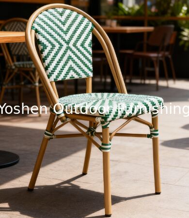 Silla de bistró francesa Yoshen verde para restaurante, cafetería y comedor al aire libre