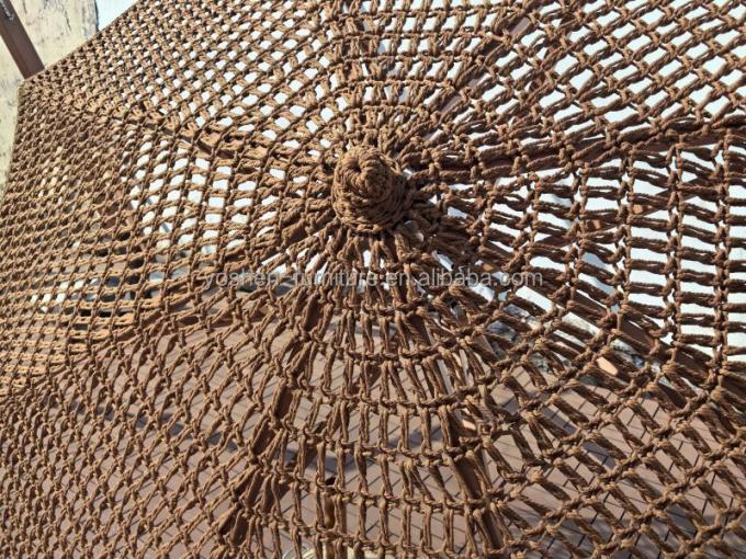 9 pies de café y chocolate al aire libre Macrame Beach Paraguas cuerda tejido Paraguas de gancho Tassel Fringe Paraguas de mercado 3