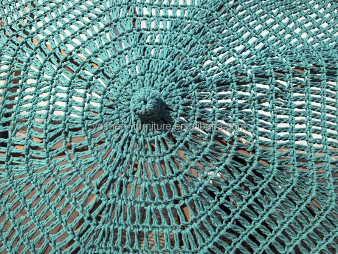 9 pies de playa verde al aire libre Tassel Paraguas Paraguas Hotel Crochet Paraguas tejido Macrame Paraguas 3