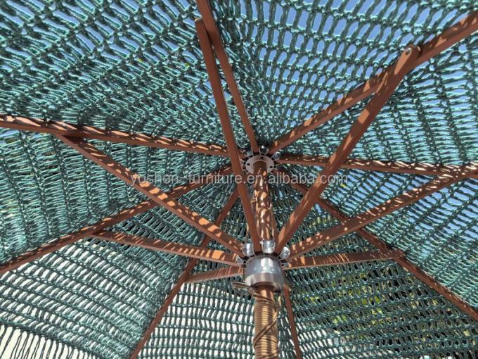 9 pies de playa verde al aire libre Tassel Paraguas Paraguas Hotel Crochet Paraguas tejido Macrame Paraguas 4