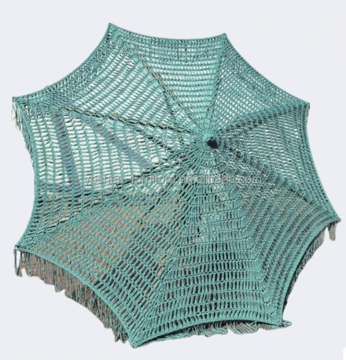 Sombrilla de mercado para exteriores de 9 pies, roja, rosa, colorida, con tejido de cuerda, macramé, ganchillo y parasol 8