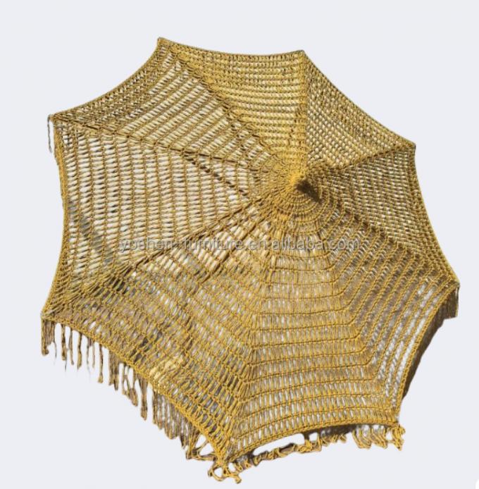 Sombrilla de mercado para exteriores de 9 pies, roja, rosa, colorida, con tejido de cuerda, macramé, ganchillo y parasol 7