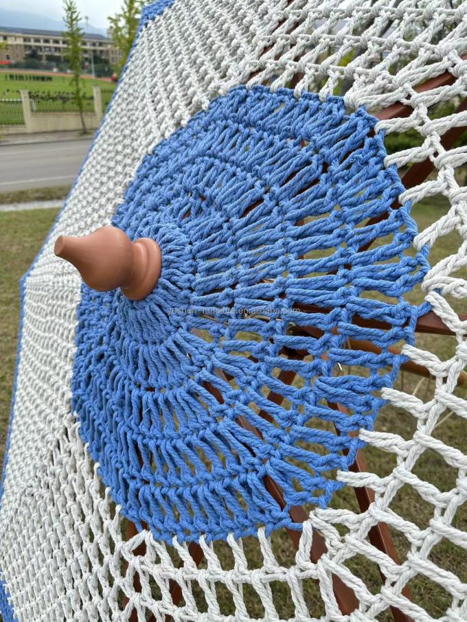 9 pies Nuevo diseño Paraguas de playa tejidos personalizados Cordón de algodón Macrame Parasoles borlas hechas a mano Paraguas tejidos Canopy 1