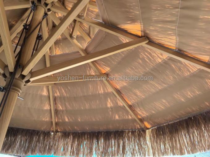 9 pies sintético sombrilla de la playa de paja 8 costillas plástico sombrilla de paja Tiki de arena de la playa de paja sombrilla con franjas 5