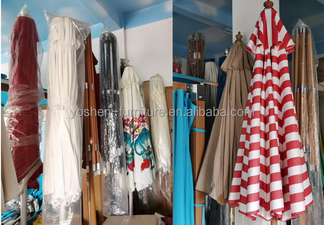 Todo el tiempo 10 pies de playa al aire libre redonda lienzo sombrilla de madera hotel resort picnic palo de teca sombrilla sombra de sol 7