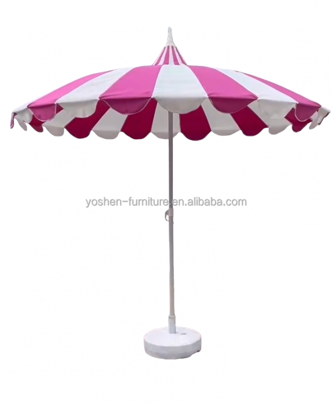 8.5 pie de acero inoxidable durable Pollo White Paraguas Pagoda Pagoda de peso ligero Paraguas al aire libre Parasol 0