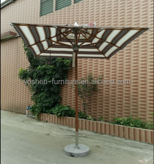 10 FT Tejido de rayas de sombrilla para patio de playa al aire libre con inclinación y manivela para muebles de restaurantes y pubs 1