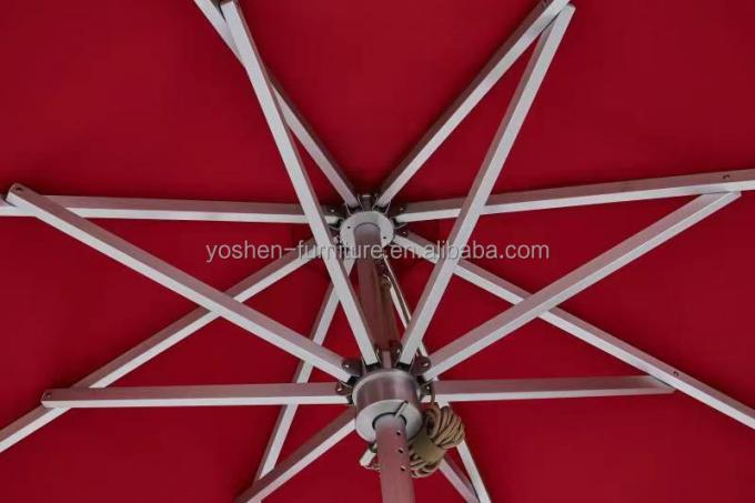 Funda para sombrilla de patio impermeable de poliéster de 8 pies, roja, con mástil central de aluminio, para exteriores, para picnic 2