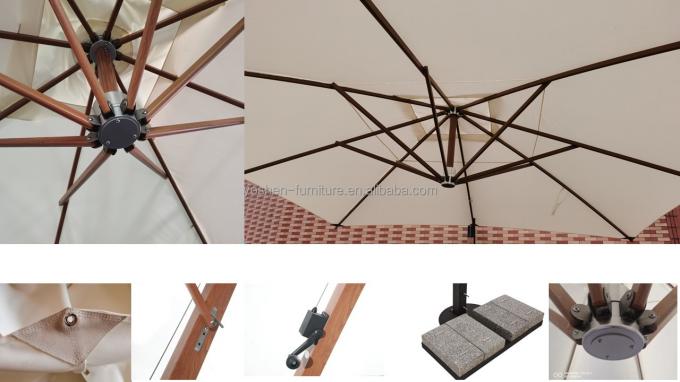 Piscina Patio Paraguas Jardín a prueba de agua Café Parasol Logotipo Personalizado Paraguas de playa de voladizo con franja 5