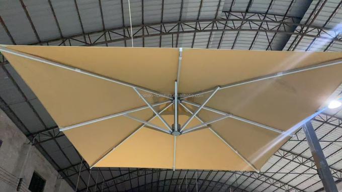 13 pies Gran Paraguas de Jardín Paraguas de Patio Negro Paraguas de Patio 4m Gigante Paraguas de Patio de Cantilever Negro Con Base 8