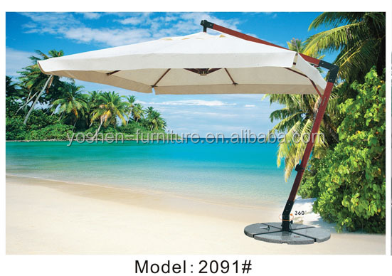 Sombrilla de playa con poste de aluminio con aspecto de madera, sombrilla de jardín, parasol, sombrilla de patio 0