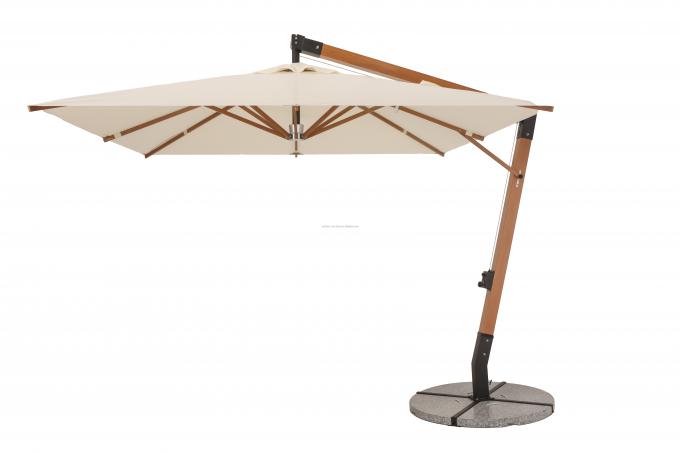 Sombrilla de playa con poste de aluminio con aspecto de madera, sombrilla de jardín, parasol, sombrilla de patio 1