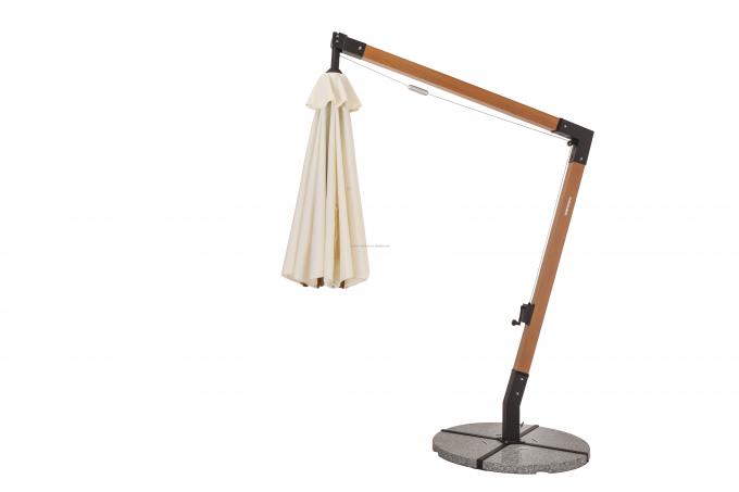 Sombrilla de playa con poste de aluminio con aspecto de madera, sombrilla de jardín, parasol, sombrilla de patio 2