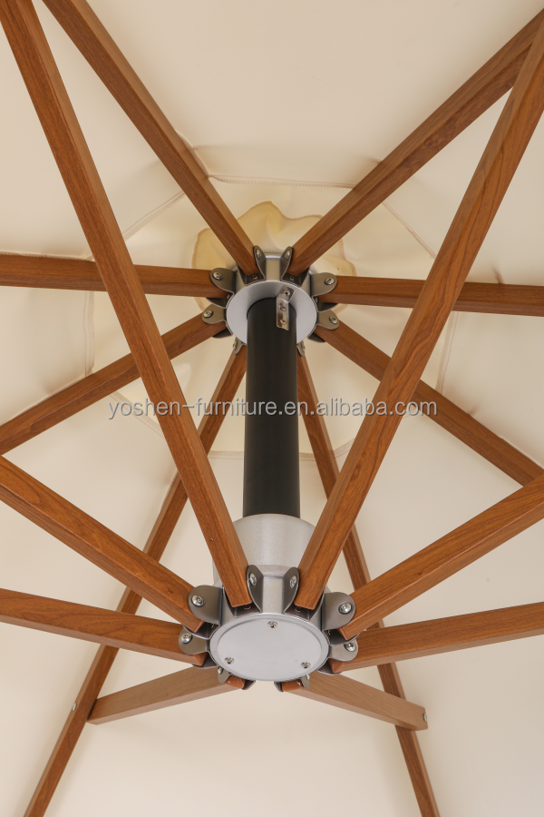 Sombrilla de playa con poste de aluminio con aspecto de madera, sombrilla de jardín, parasol, sombrilla de patio 3