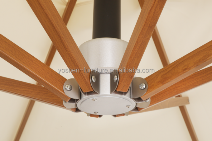 Sombrilla de playa con poste de aluminio con aspecto de madera, sombrilla de jardín, parasol, sombrilla de patio 6