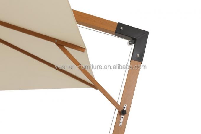 Sombrilla de playa con poste de aluminio con aspecto de madera, sombrilla de jardín, parasol, sombrilla de patio 11