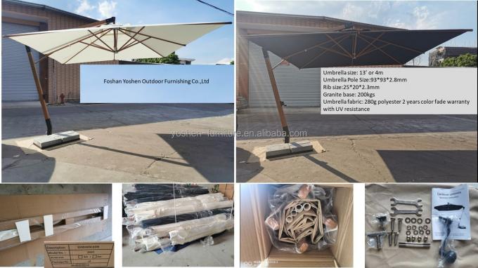 Piscina Patio Paraguas Jardín a prueba de agua Café Parasol Logotipo Personalizado Paraguas de playa de voladizo con franja 4