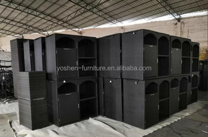 Accesorios para piscina: Gabinete de almacenamiento de ratán, carrito de mimbre para toallas junto a la piscina 4
