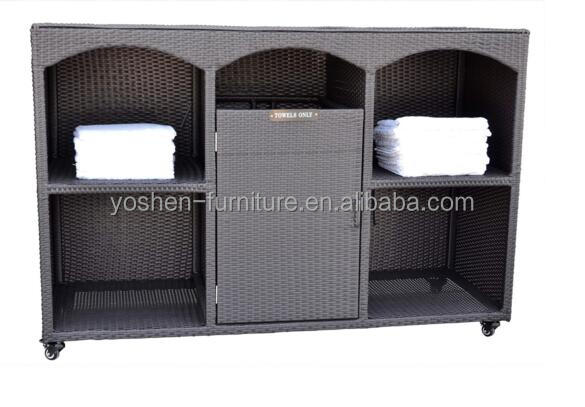 Carro de gabinete de toallas de spa de resort, gabinete de almacenamiento de toallas, carrito de gabinete de toallas de baño de hotel rodante con contenedor 3