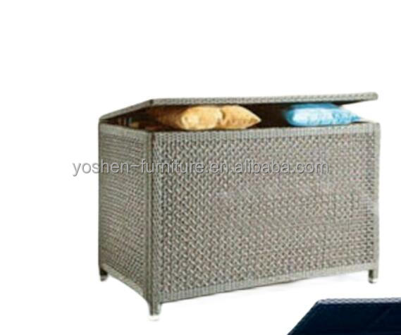 Decoración de piscina al aire libre, elegante mimbre, resina, caja de almacenamiento para patio trasero, cajas de cubierta de ratán y almacenamiento para patio 0