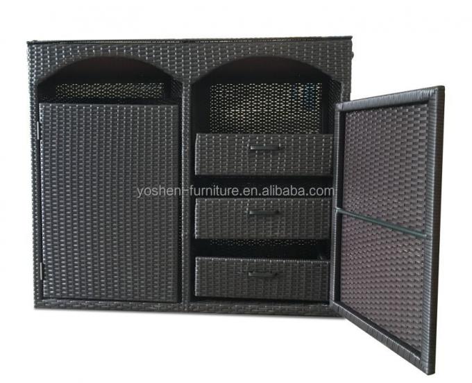 Carrito de servicio rectangular con tapa de mimbre para restaurante, carrito de cocina rodante con gabinete de almacenamiento 1