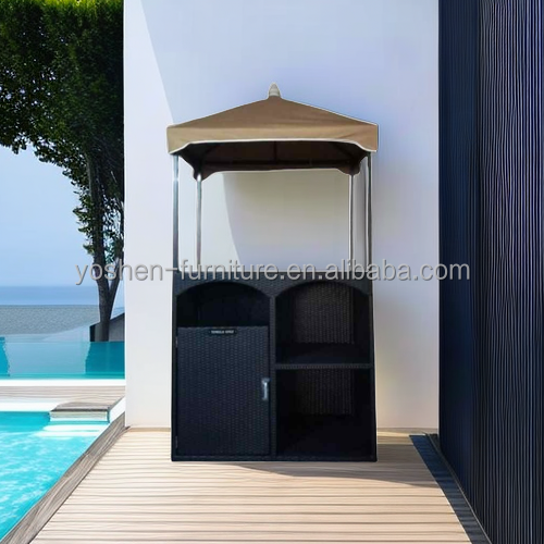 Muebles promocionales de la piscina Rattan Wicker Toallas al aire libre Cabana Resort Hotel Aluminio Armario de toallas junto a la piscina 2