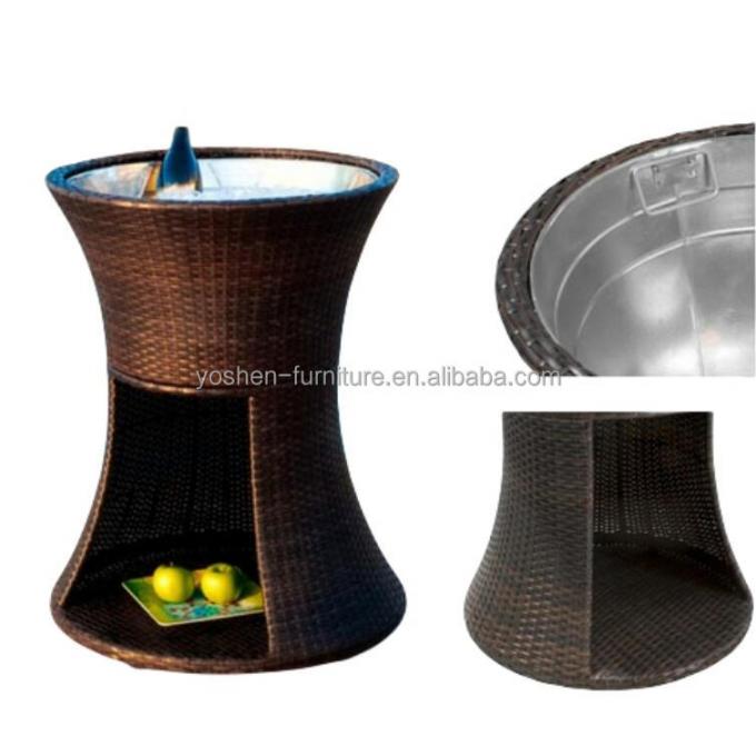 Muebles de piscina de resina de vidrio de plástico Rattan refrigerador de jardín Rattan refrigerador de bebidas 2